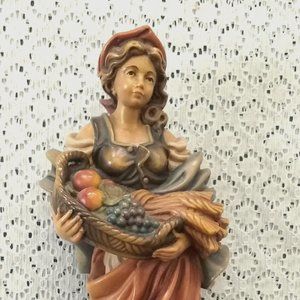 Vintage Hand-Carved and Hand-Painted German Farm Girl Figurine